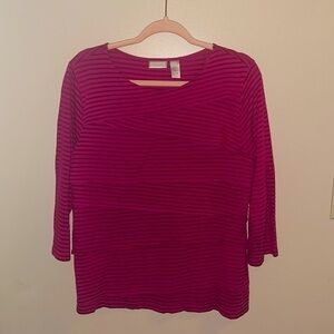 Chicos Striped‎ Pink Top | 2